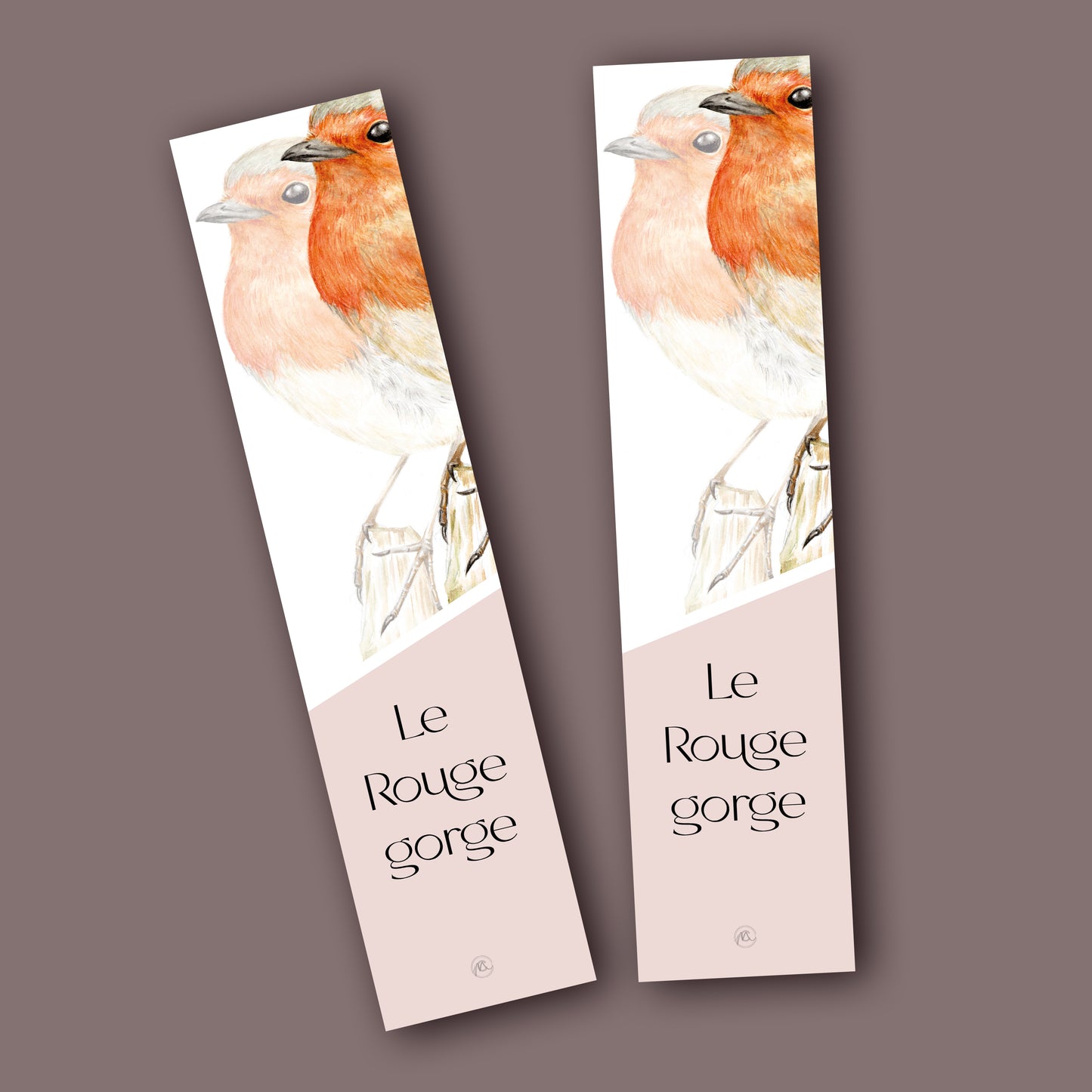 Marque page Rouge gorge, illustration naturaliste, Marine Capitaine