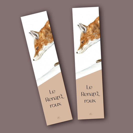 Marque page Renard roux, illustration naturaliste, Marine Capitaine